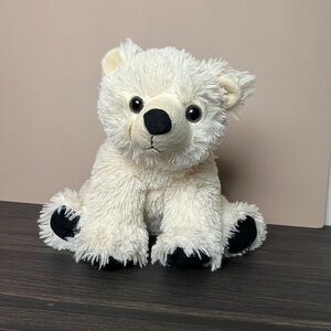 Wild republic white polar bear fluffy comfy 10” sitting black paw